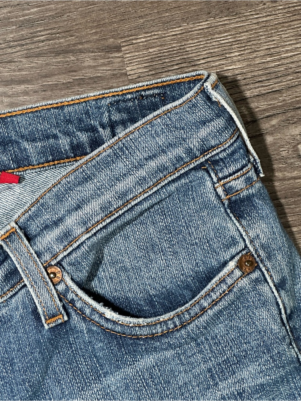 RED ENGINE Vintage Original Denim Whiskered 5 Pocket Low Rise Cropped Jeans 29 - Picture 5 of 11